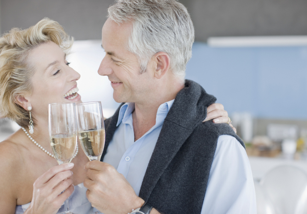 Mature Couple Toasting With Champagne Meaningful Connections